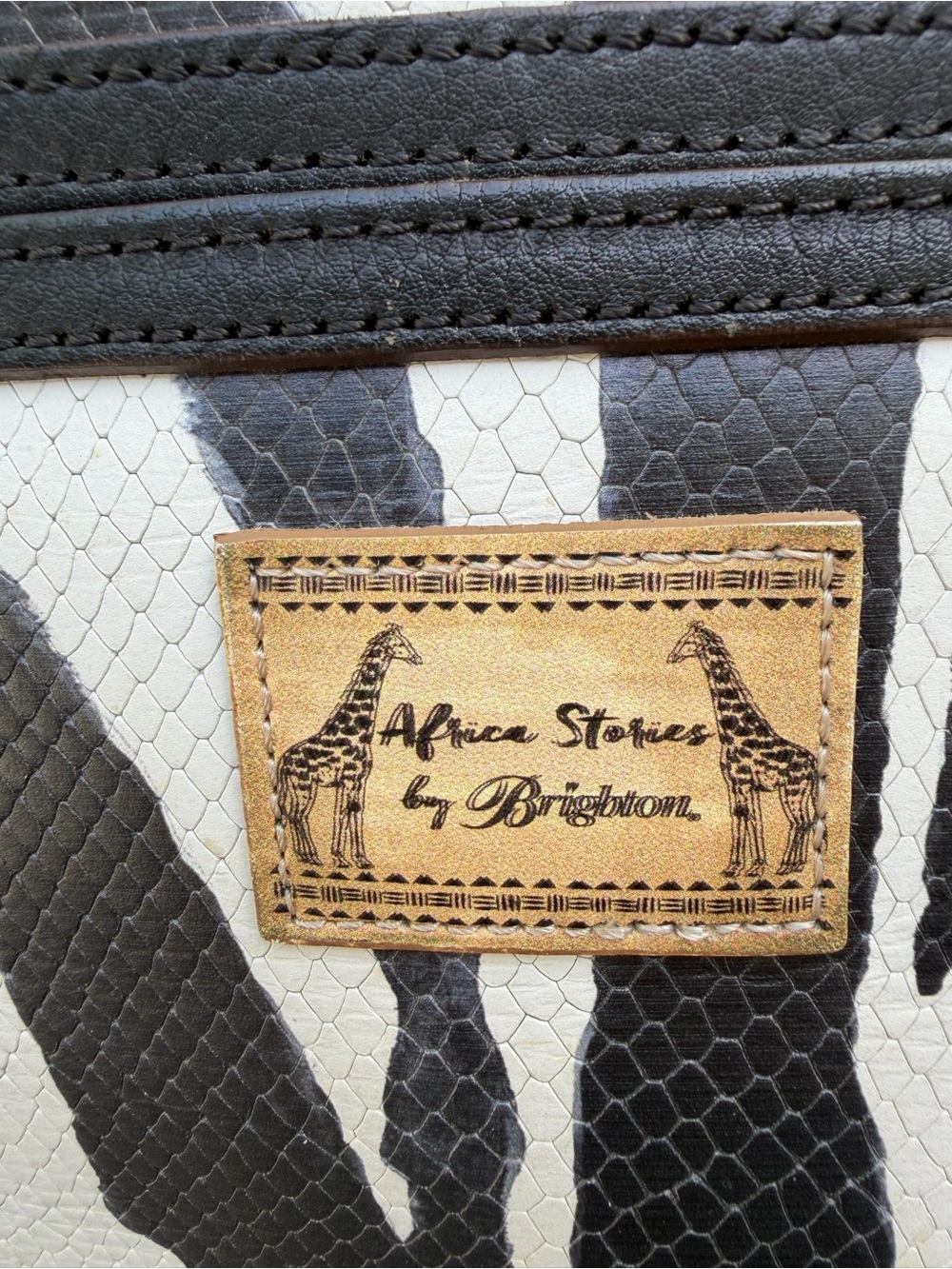 Brighton Africa Stories Zebra Butterfly Tote Bag Black White Embroidered Handbag - Picture 8 of 16